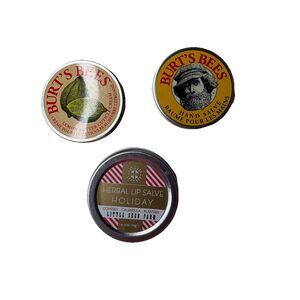 Burt's Bees Hand Salve and Lemon Cuticle Cream  Herbal Lip Salve Bundle